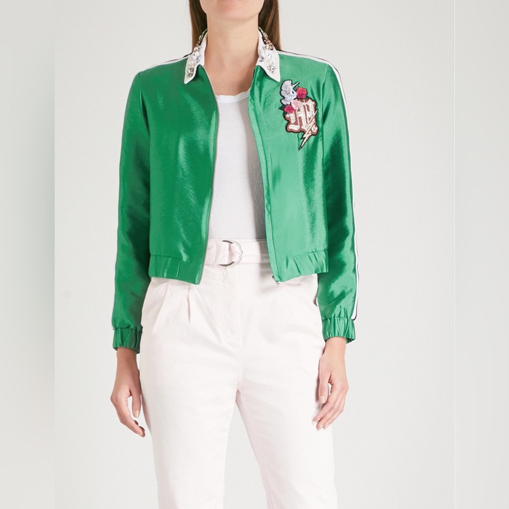 Maje embellished varsity bomber jacket size 40